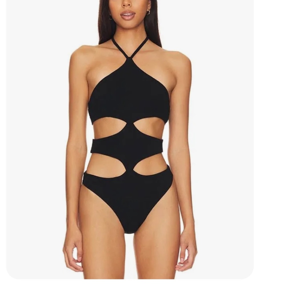 Superdown Black Halter Bodysuit